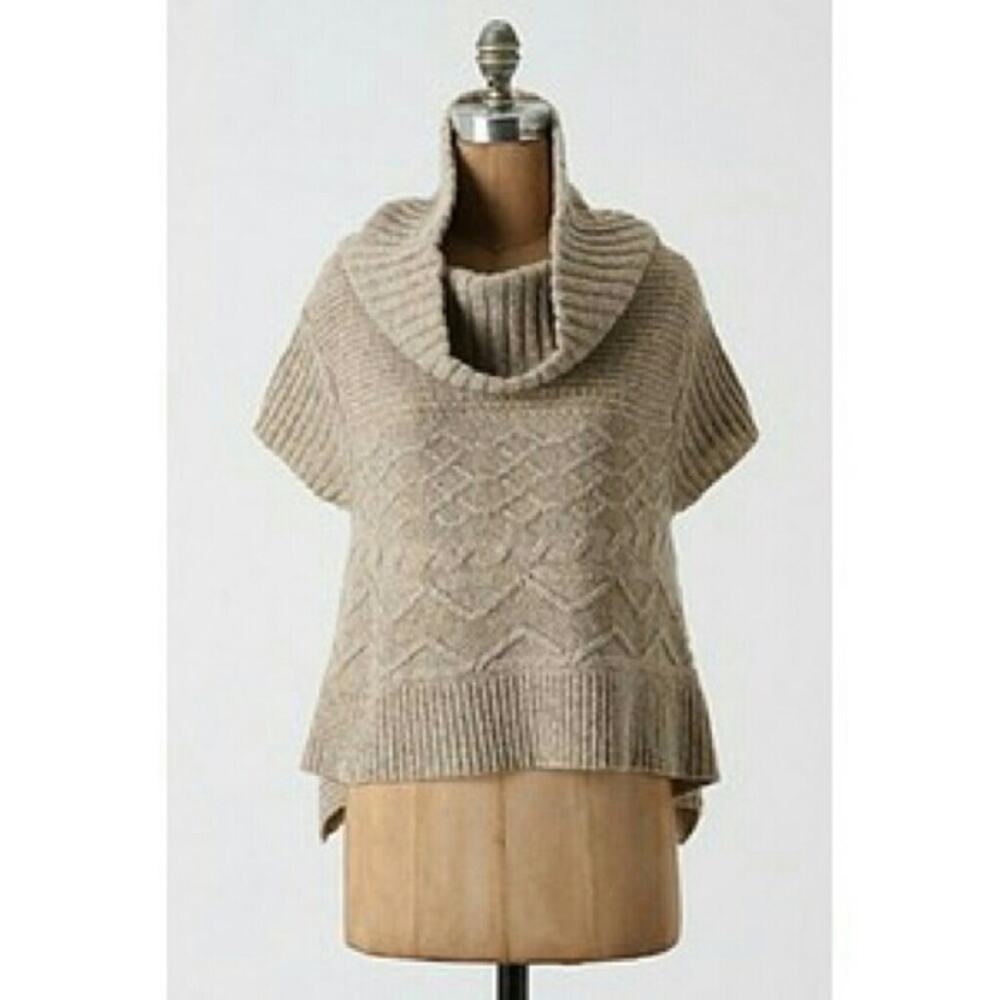 Anthropologie Moth Sweet Cables Tan Wool Pullover
